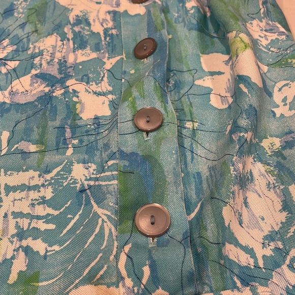 60/70 dress in coral blue, midi sleeveless dress with buttons by colonial lady - Picture 5 of 6